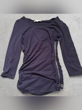 Michael Kors Purple Long-Sleeve Ruched Side-Zip Top